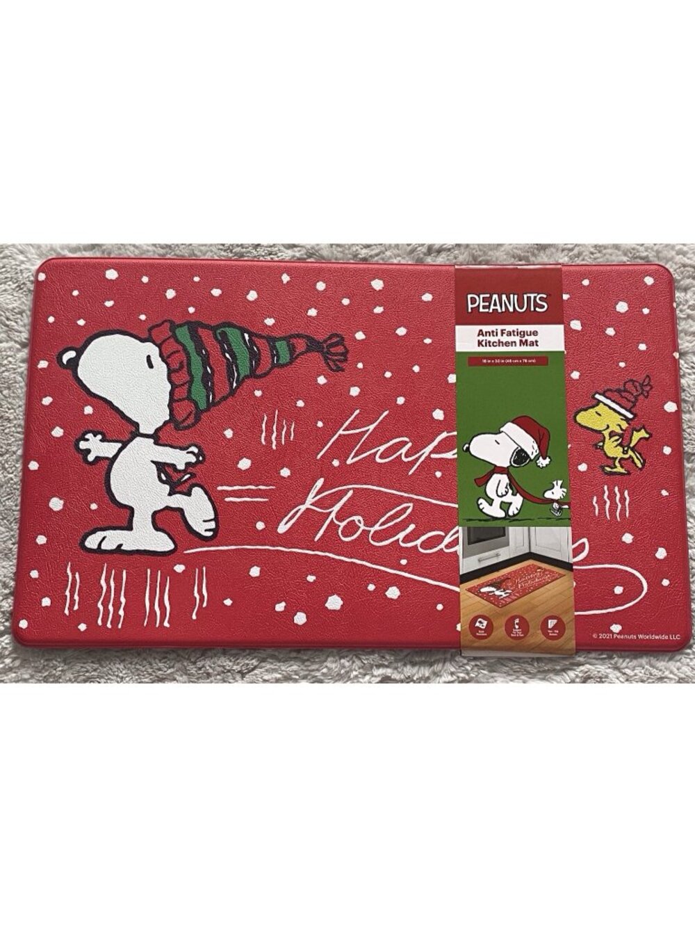 Peanuts Snoopy Woodstock Anti Fatigue Mat 18X30” Christmas Happy Holidays NEW